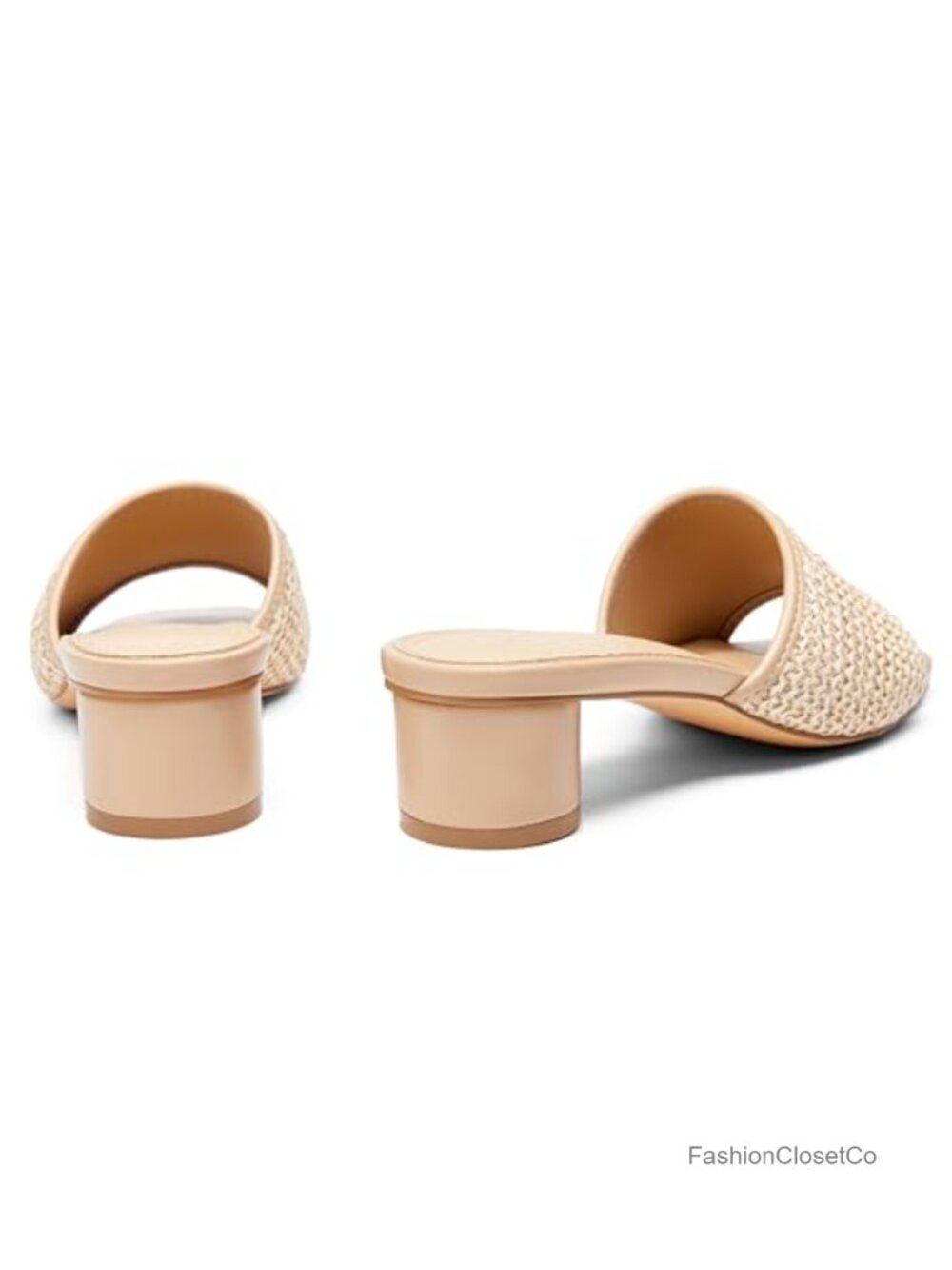 Women's Square Open Toe Chunky Heel Block Heel Slip On Sandals Mules Summer - Picture 4 of 5